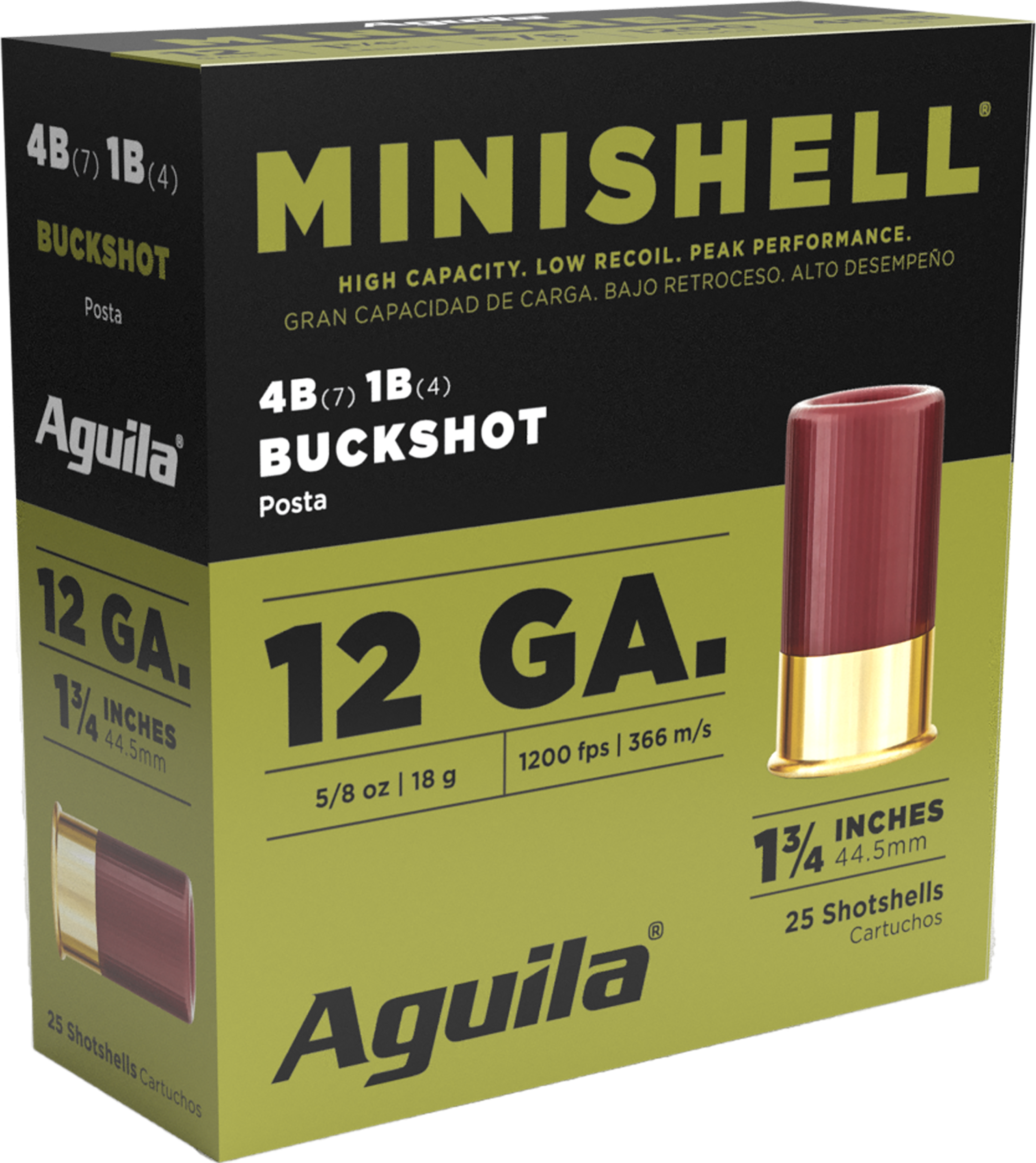 Aguila 1CHB1385 Minishell Buckshot 12Gauge 1.75" 5/8oz 4B(7P)/1B(4P) Shot 25 Per Box/10 Case