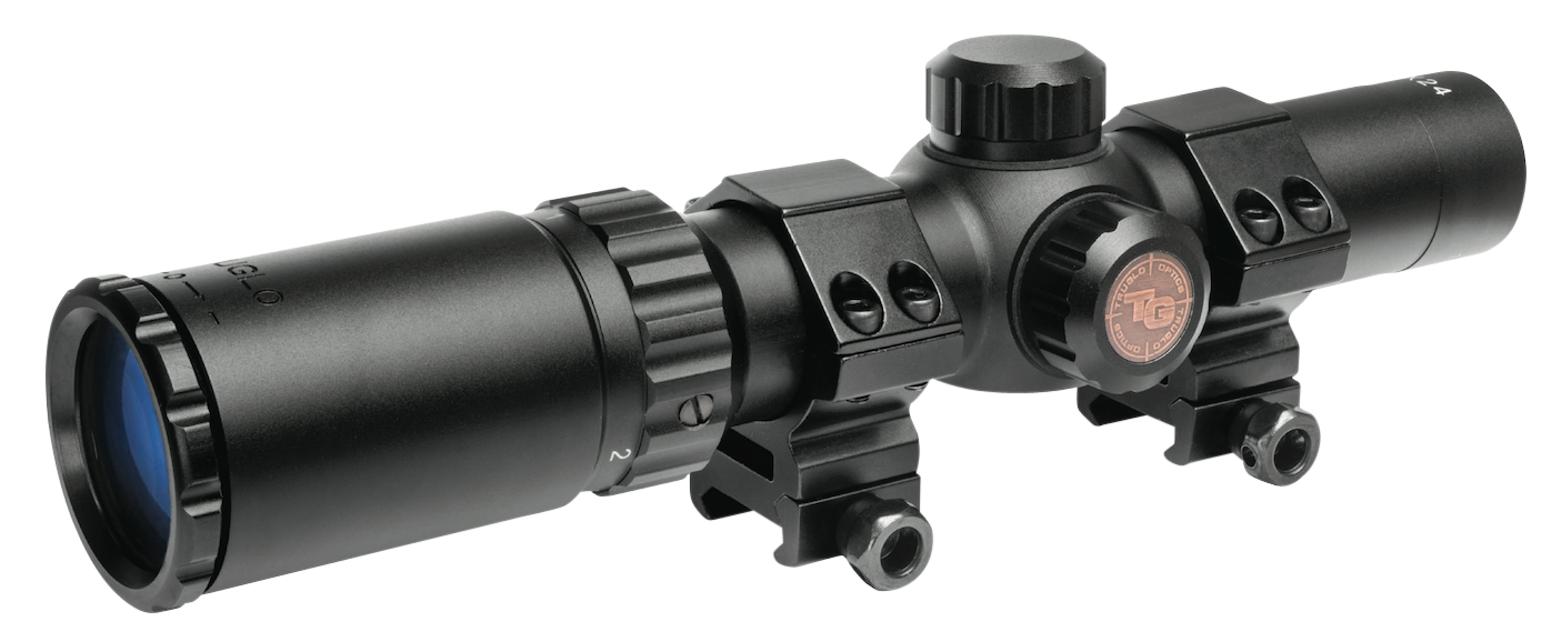 Truglo TG8514BC Tru-Brite 30 Hunter 1-4x 24mm Obj 92.6-23.03 ft @ 100 yds FOV 30mm Tube Black Finish Circle Duplex