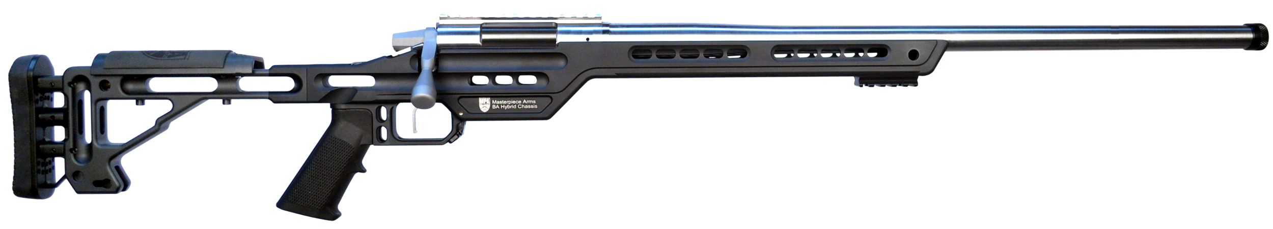 MasterPiece Arms 65CMPMRRHBLKPBA PMR 6.5 Creedmoor 10+1 24" Stainless Steel Polished Black Aluminum Black V-Bedded BA Hybrid Chassis Stock Right Hand