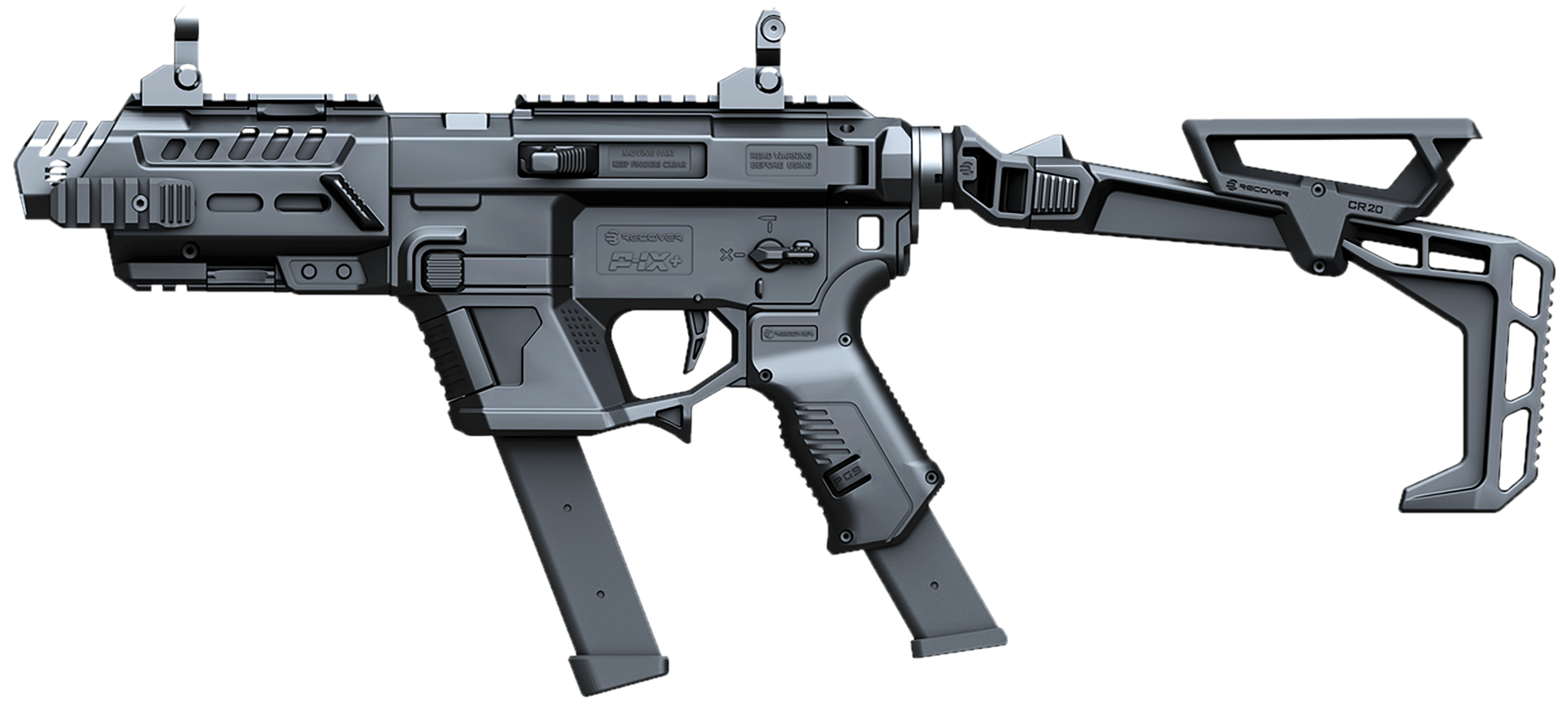 Recover Tactical PIXPBFST01 P-IX+Basic  PG9 Folding Stock Metal Front Guard Black