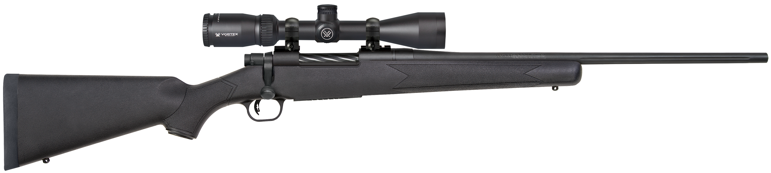 Mossberg 28054 Patriot  25-06 Rem Caliber with 5+1 Capacity, 22" Fluted Barrel, Matte Blued Metal Finish & Black Synthetic Stock Right Hand (Full Size) Includes Vortex Crossfire II 3-9x40mm Scope