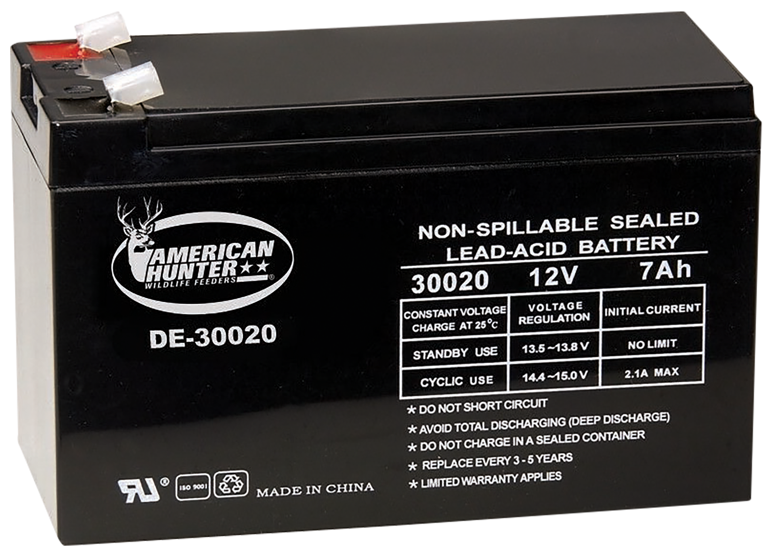 American Hunter DE30020 HR Rechargeable Battery Black 12 Volt 7 AMP