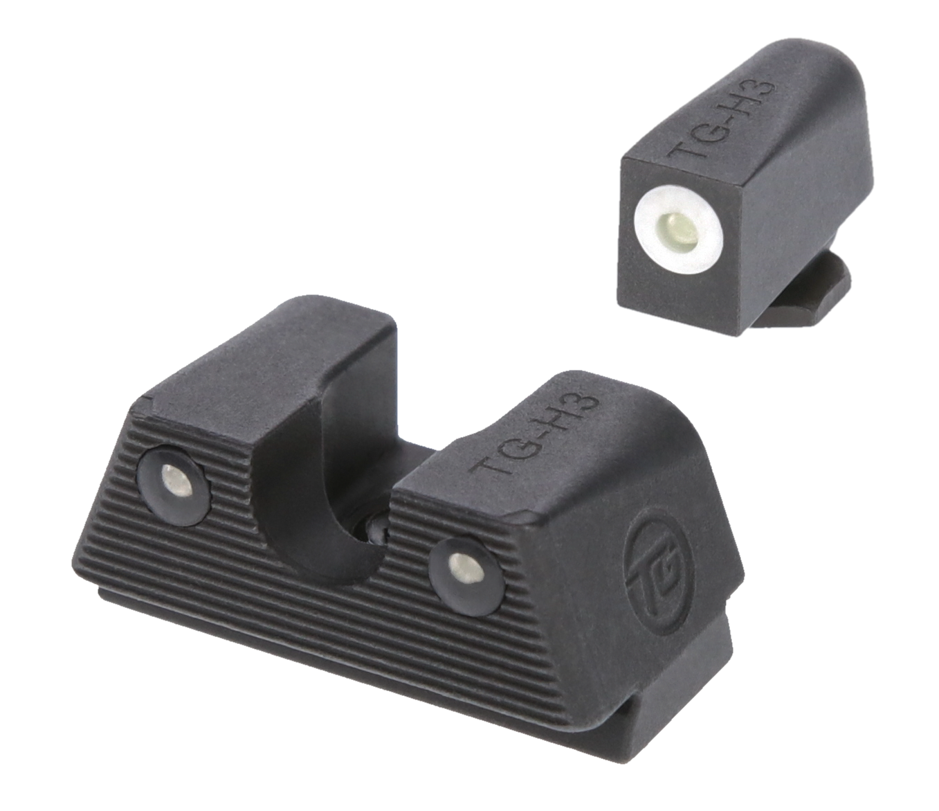 TruGlo TGTG231G1XW Tritium X  Low, White Outline Tritium Front/ Green Tritium Rear/Black Nitride Fortress Frame, Compatible w/Most Glock Except MOS, Front Post/Rear Dovetail Mount