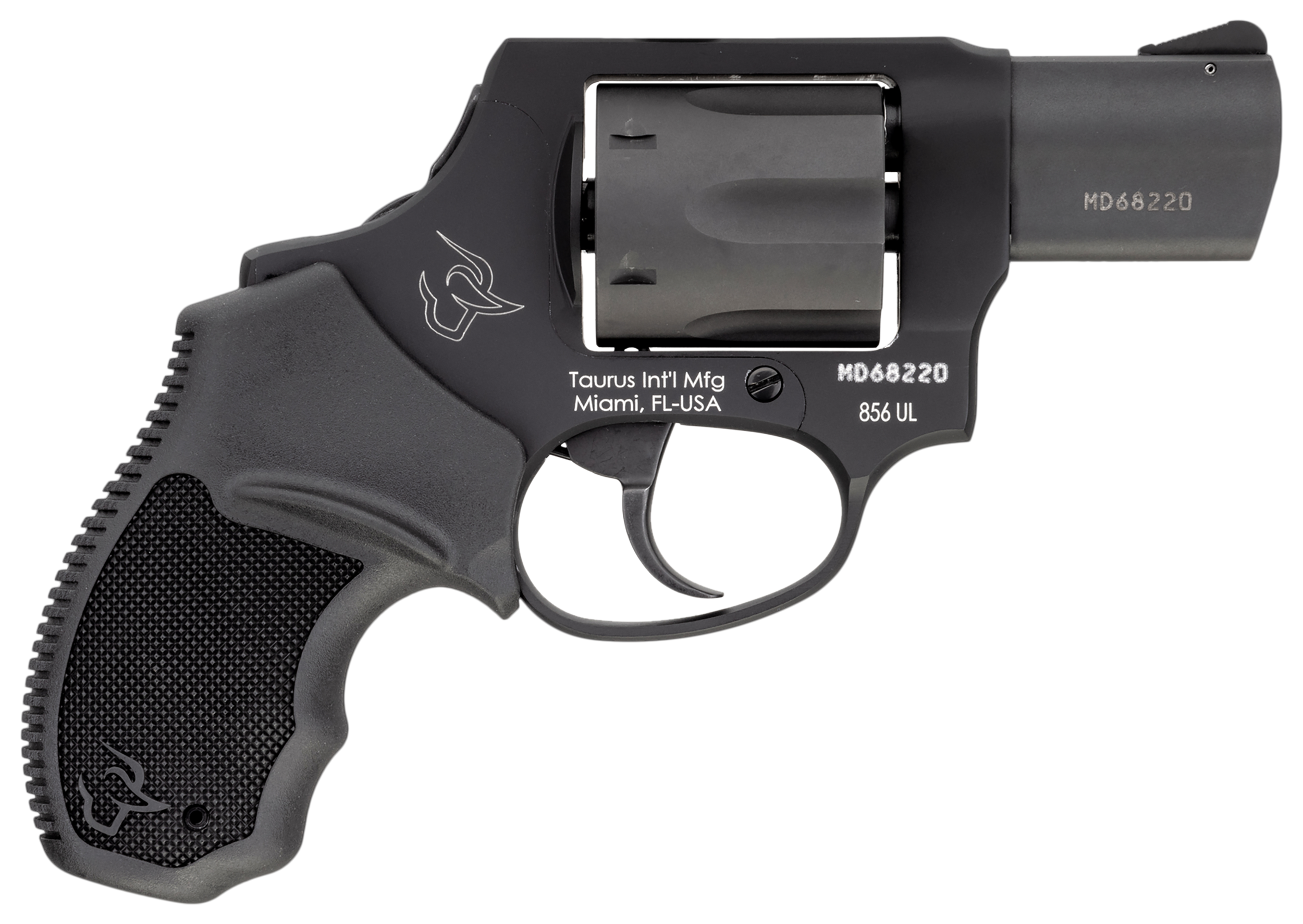 Taurus 2-856021ULCH 856 Ultra-Lite 38 Special +P 6rd 2" Matte Black Carbon Steel Cylinder & Barrel Matte Black Anodized Aluminum Frame Black Rubber Grip (Concealed Hammer)