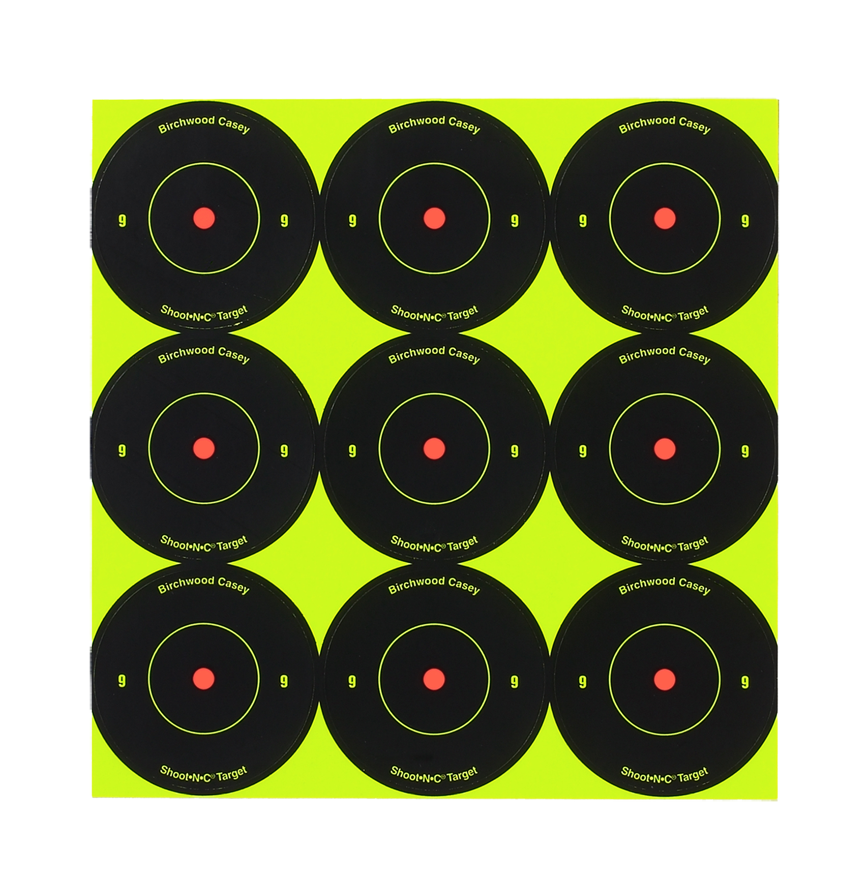 Birchwood Casey 34210 Shoot-N-C Reactive Target Self-Adhesive Paper Black/Yellow 2" Bullseye 12 Pack
