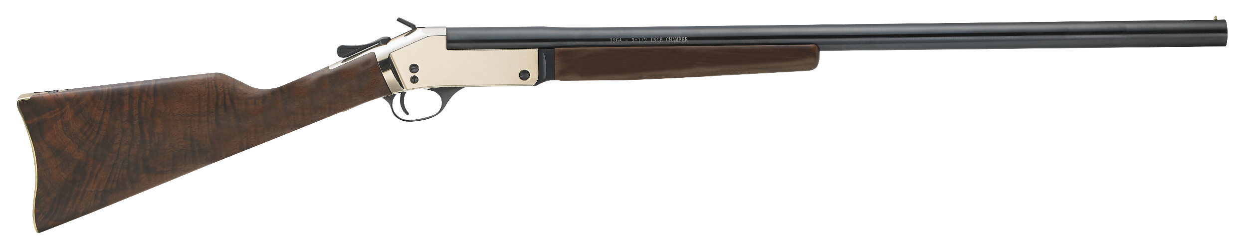 Henry H015B12 Single Shot 12 Gauge with 28" Blued Barrel, 3.5" Chamber, 1rd Capacity, Polished Brass Metal Finish & American Walnut Stock Right Hand (Full Size)