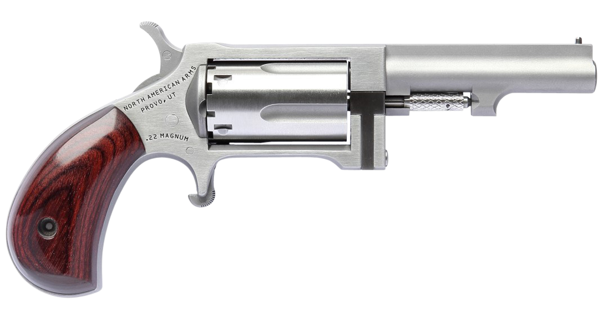 North American Arms SW250 Sidewinder  Small Frame 22 WMR 5 Shot 2.50" Stainless Steel Barrel, Frame & Cylinder, Rosewood Birdshead Grip Exposed Hammer