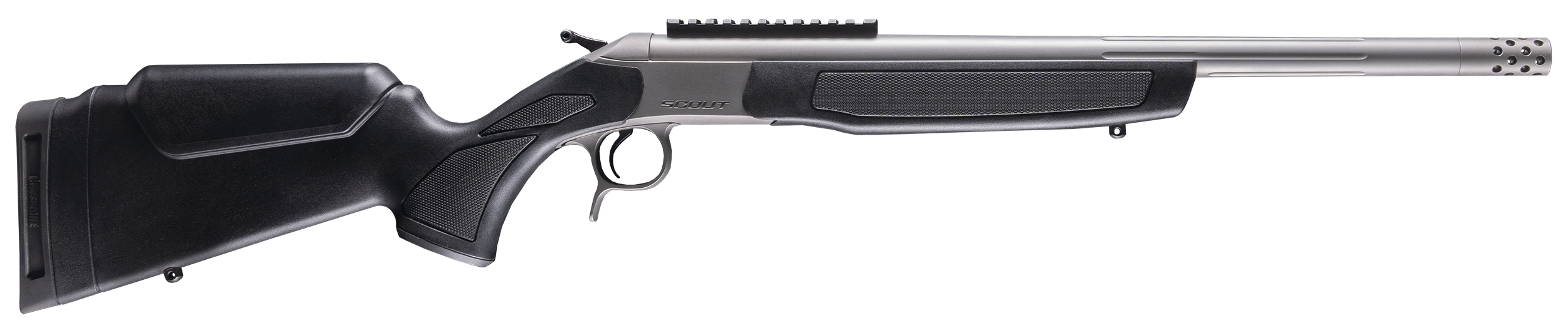 CVA CR4440S Scout Takedown 360 Buckhammer 1rd 22" Stainless Fluted Threaded Barrel, Stainless Steel Receiver w/Picatinny Rail, Adj Comb & LOP Black Synthetic Stock