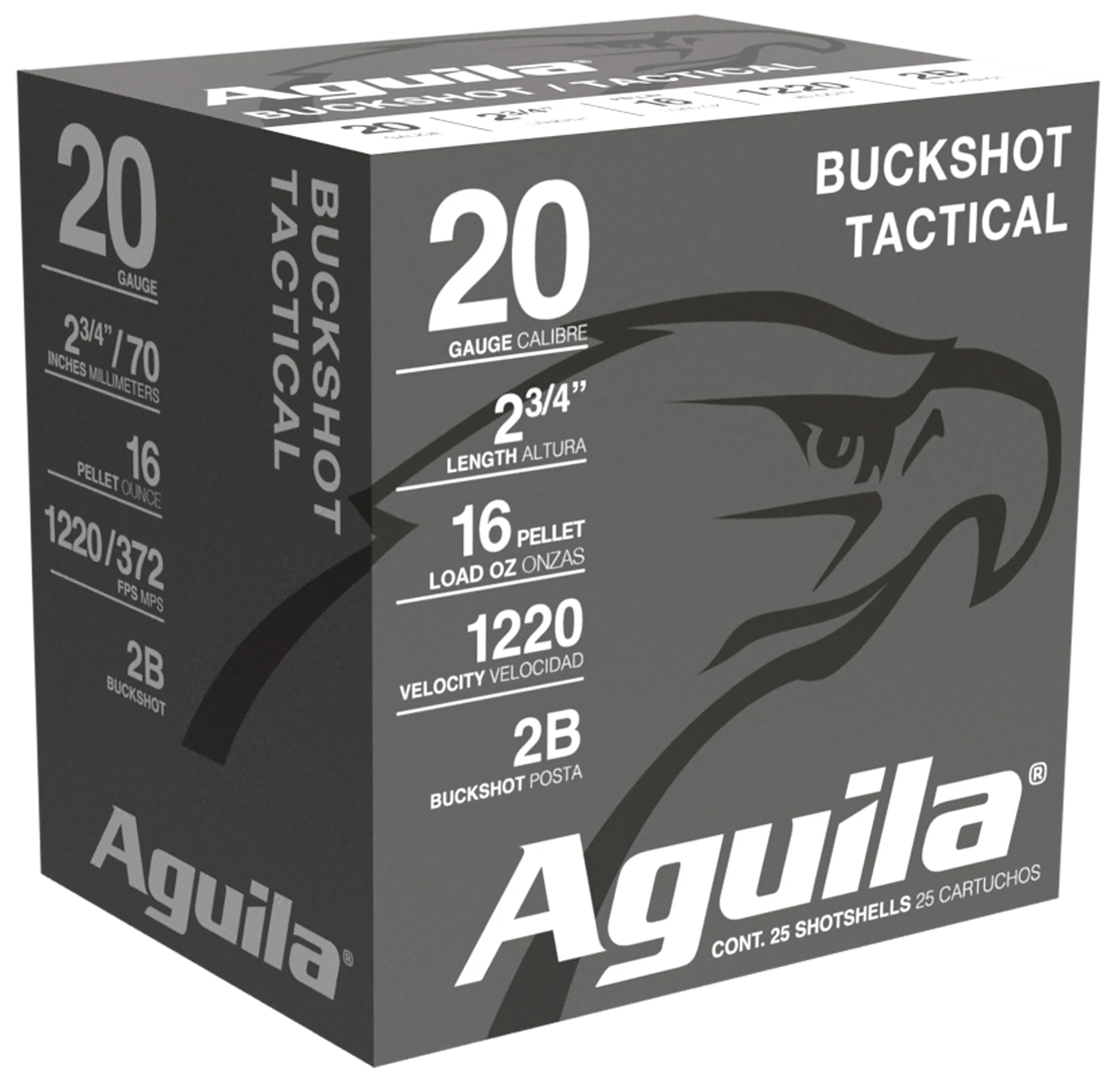 Aguila 1C2002BA Buckshot  20Gauge 2.75" 1oz 2Buck Shot 25 Per Box/10 Case