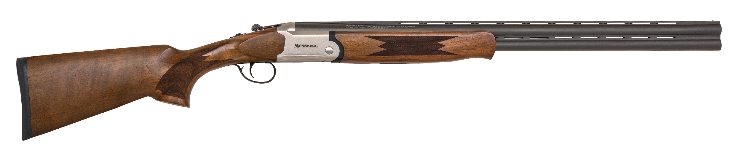 Mossberg 75477 Silver Reserve Bantam Youth 20 Gauge Break Open 3" 2rd 26" Matte Blued Over/Under Vent Rib Barrel, Satin Silver Stainless Steel Engraved Receiver, Fixed Black Walnut Stock, Right Hand