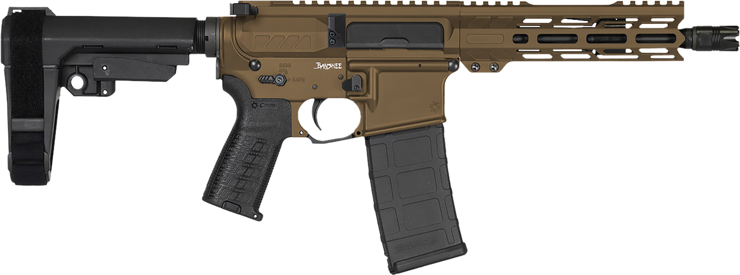 CMMG 30AF20AMB Banshee MK4 300 Blackout 30+1 8" Black Nitride Medium Taper Threaded Barrel, EML 7" M-LOK Handguards, Midnight Bronze Cerakote Aluminum Picatinny Rail Receiver, CMMG Zeroed Grips