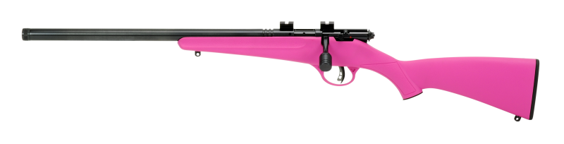 Savage Arms 13842 Rascal FLV-SR Youth 22 LR 1rd 16.12" Matte Blued Heavy Barrel, Matte Blued Carbon Steel Receiver, Pink Synthetic Stock, Left Hand