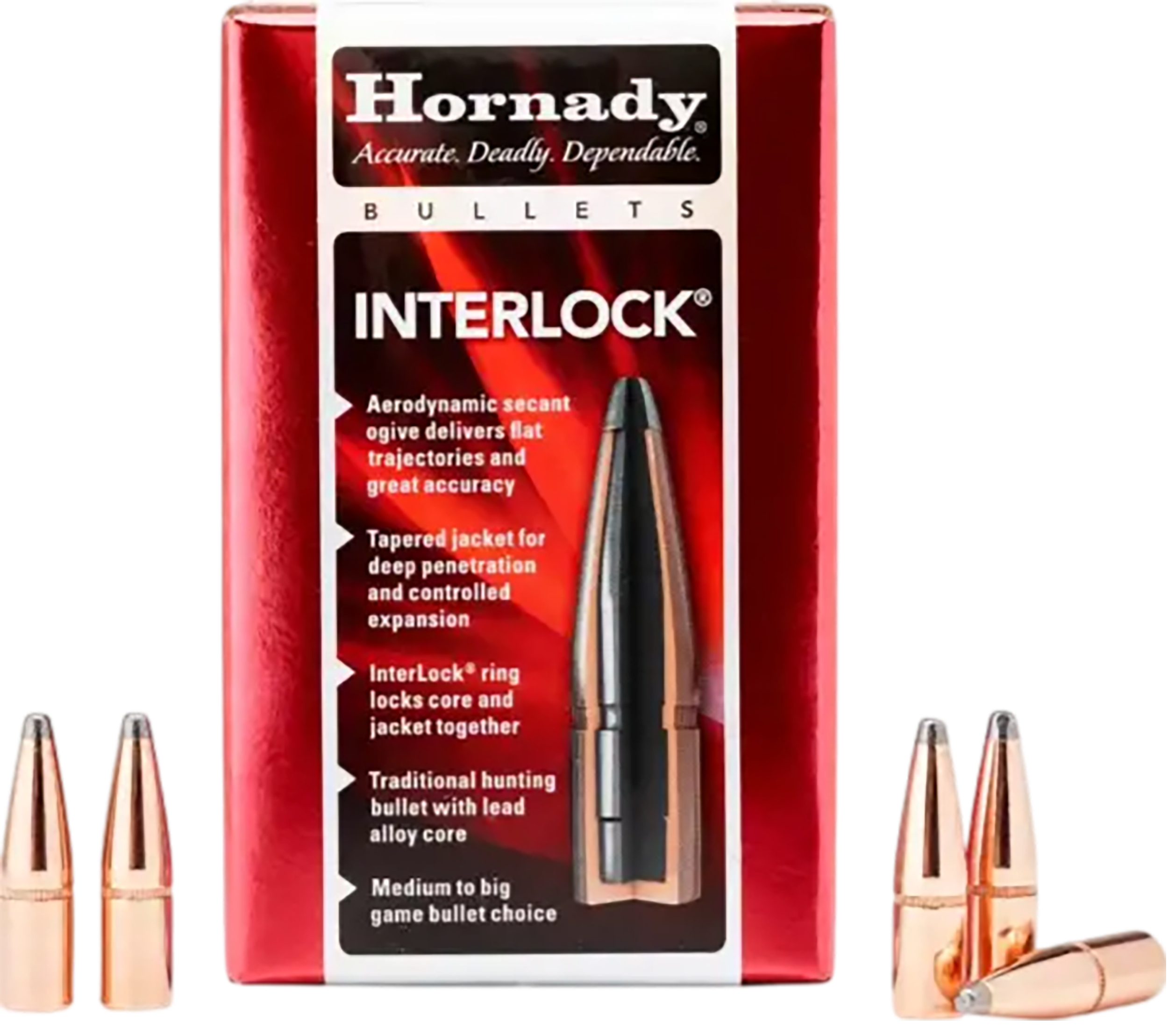 Hornady 3033 InterLock  30 Cal .308 150 gr Boat Tail Soft Point 100 Per Box/ 15 Case