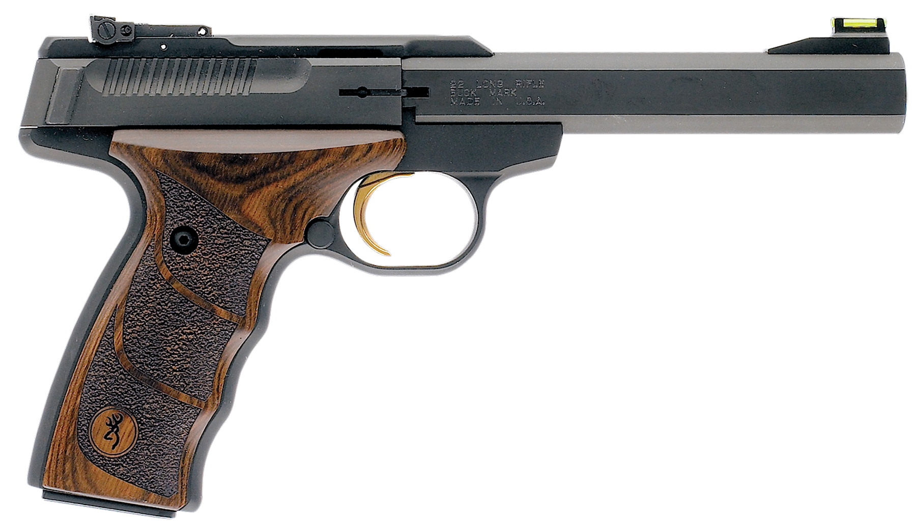 Browning 051428490 Buck Mark Plus UDX *CA Compliant 22 LR 10+1 5.50" Matte Black Slab Side Barrel, Matte Black Serrated Slide & Aluminum Frame, Finger Groove Laminate Grip