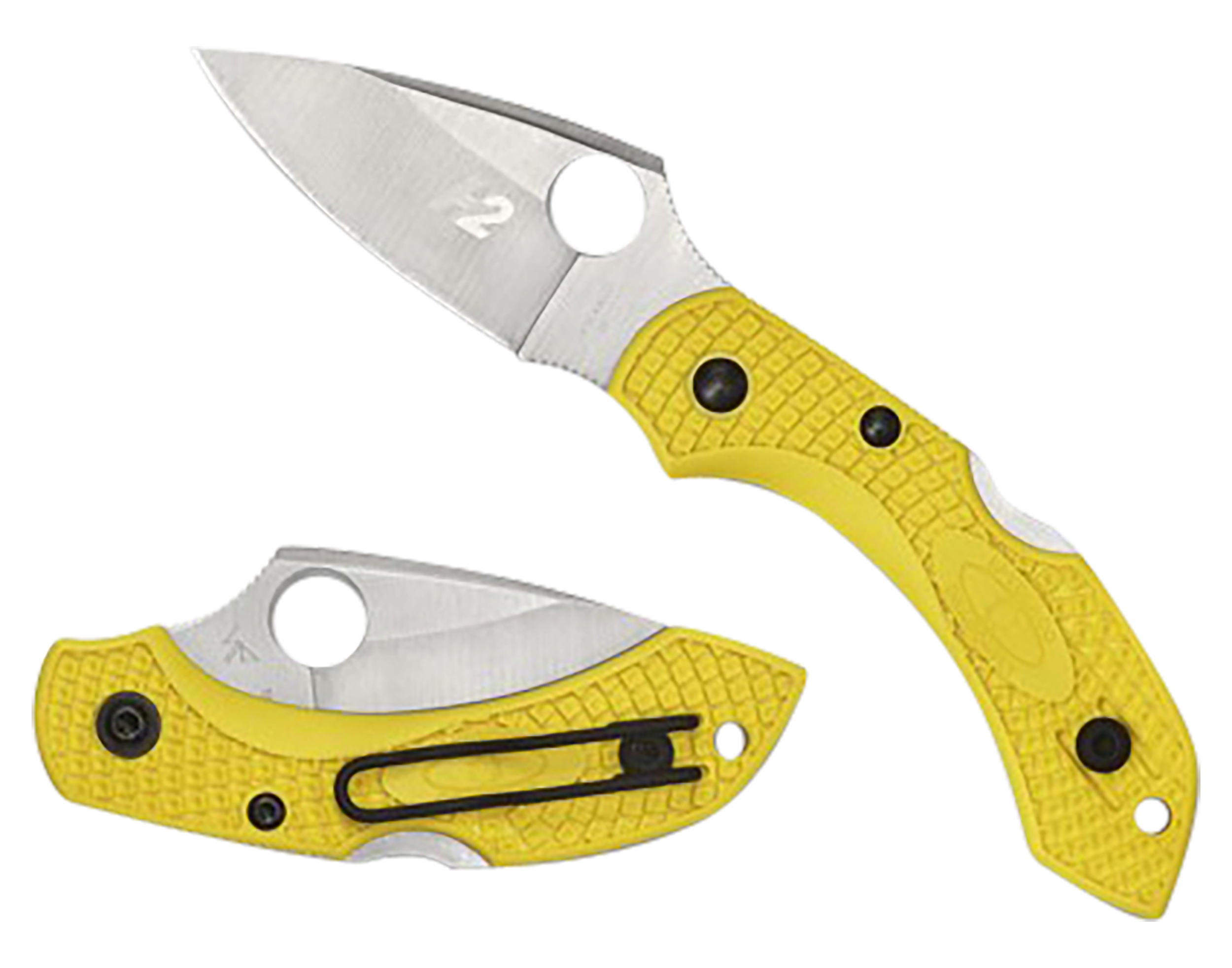 Spyderco C28PYL2 Dragonfly 2 Salt 2.25" Folding Plain Stonewashed H1 Steel Blade/ Yellow Textured FRN Handle Includes Pocket Clip