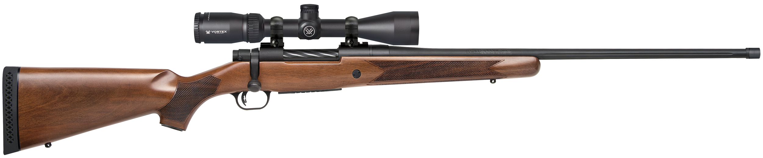 Mossberg 28127 Patriot  7mm Rem Mag Caliber with 3+1 Capacity, 24" Threaded/Fluted Barrel, Matte Blued Metal Finish & Walnut Stock Right Hand (Full Size) Includes Vortex Crossfire II 3-9x40mm Scope