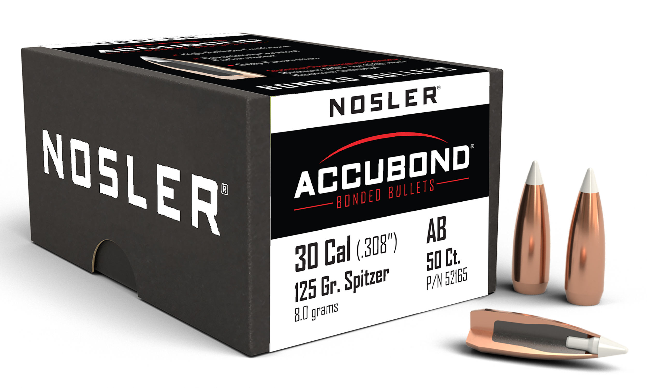 Nosler 52165 AccuBond  30Cal 125gr Spitzer Point 50/Box