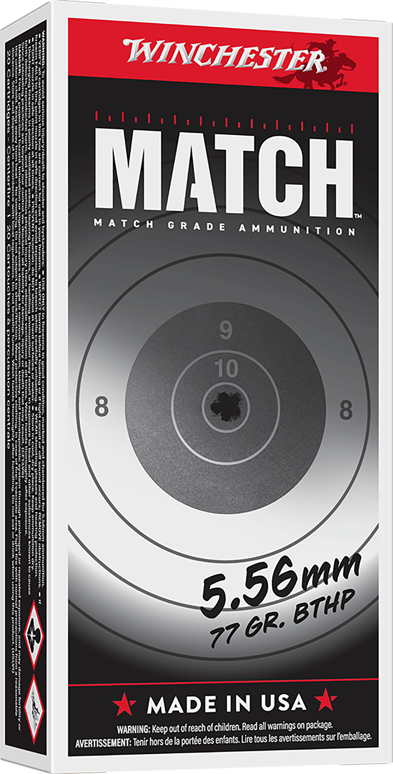 Winchester Ammo S556M Match  5.56x45mmNATO 77gr Sierra MatchKing BTHP 20 Per Box/10 Case