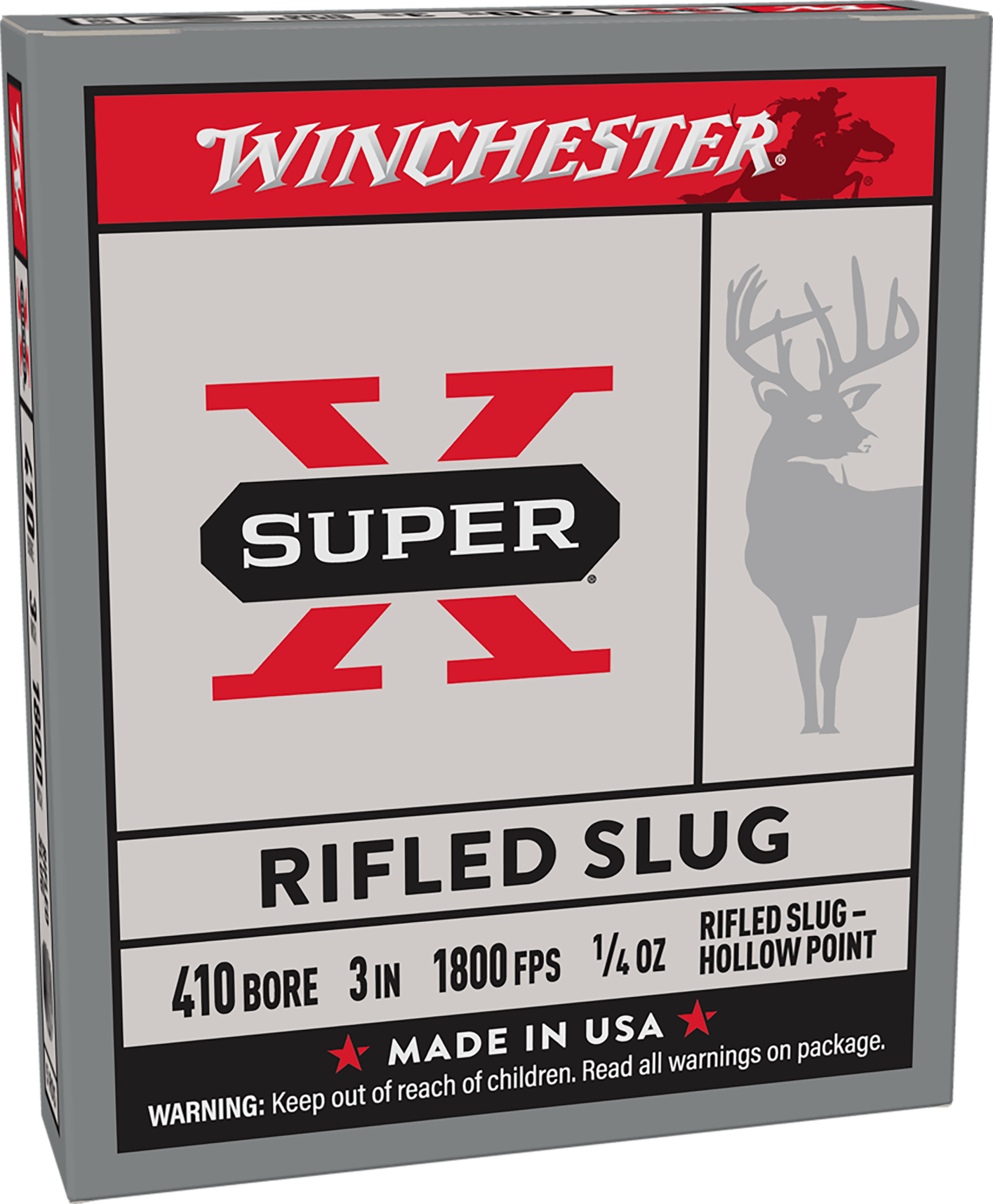 Winchester Ammo X413RS5 Super X 410Gauge 3" 1/4oz Rifled Slug Shot 5 Per Box/50 Case