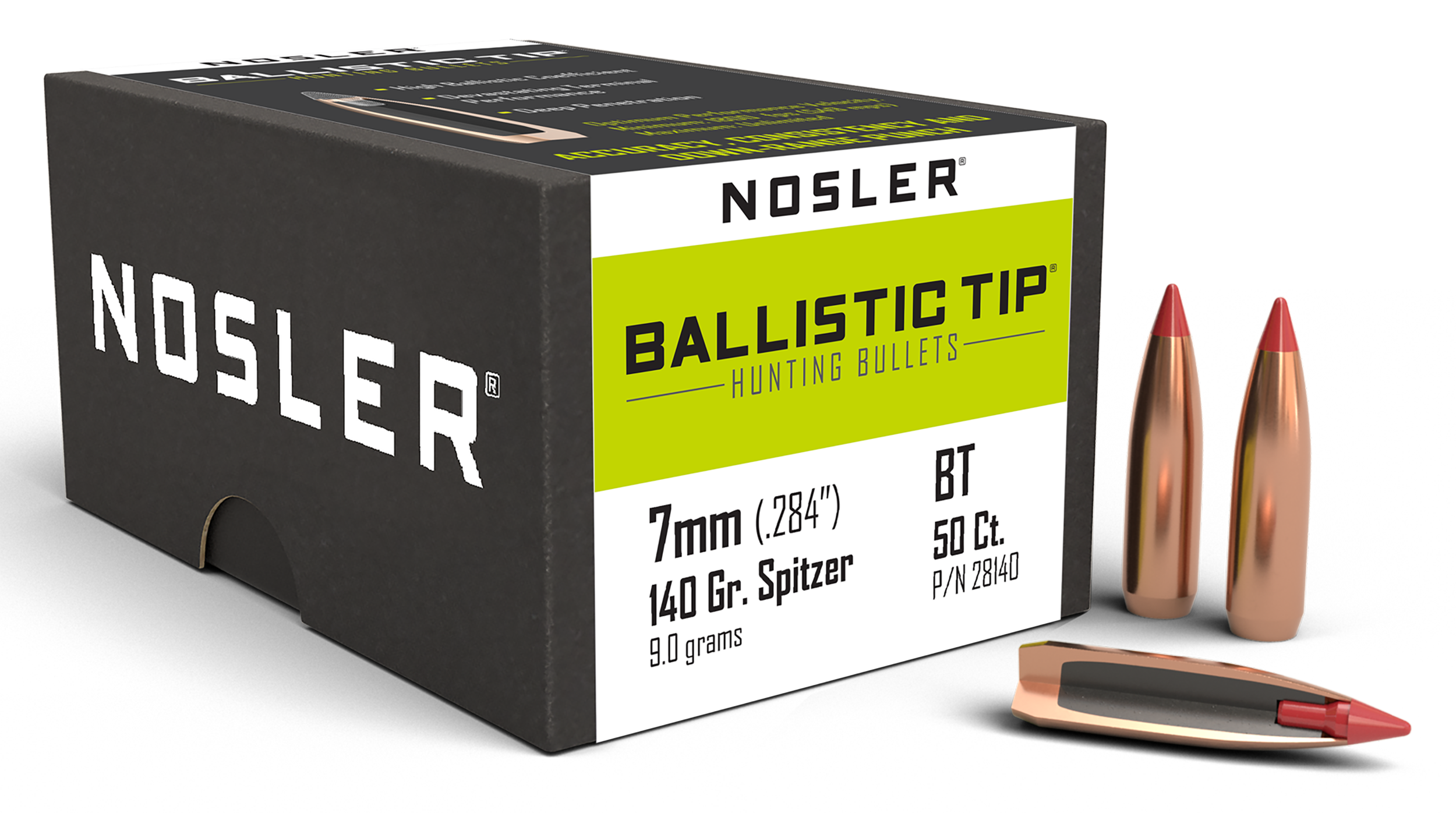 Nosler 28140 Ballistic Tip  7mm 140gr Spitzer 50/Box