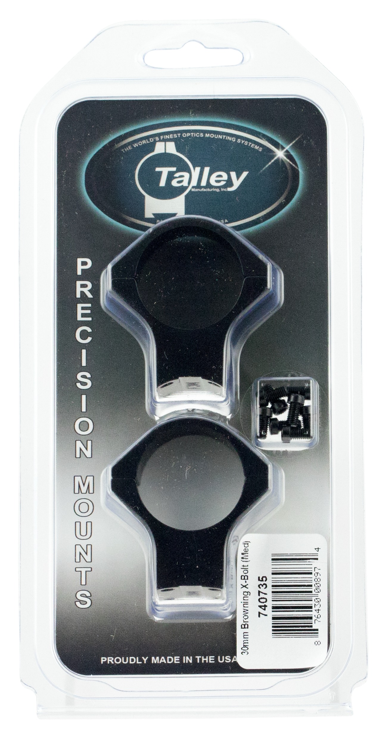 Talley 740735 Scope Mount/Ring Combo  Black Anodized 30mm Tube Fits X-Bolt Medium Rings