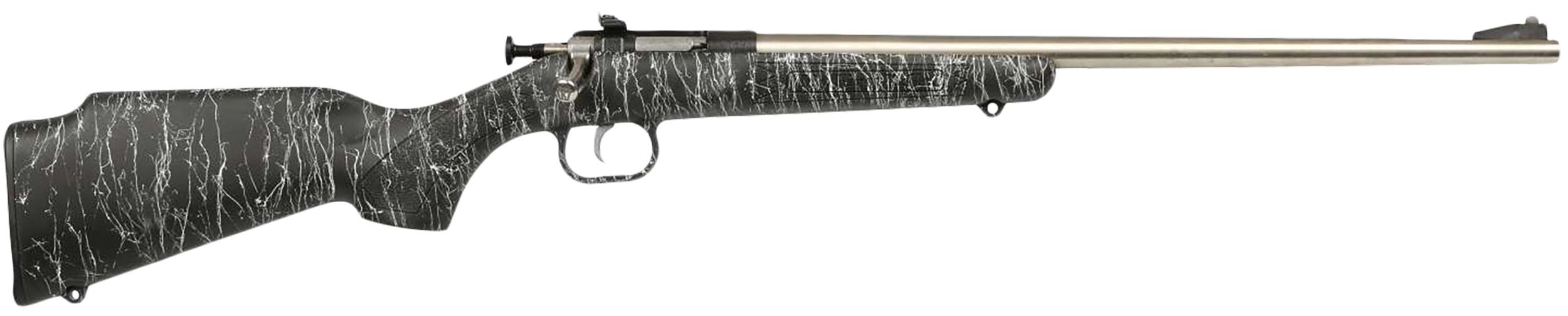 Crickett KSA2444 Gen2  Youth 22 LR 1rd 16.13" Stainless Single Shot Barrel, Stainless Steel Receiver, Black w/White Webbing Fixed Synthetic Stock
