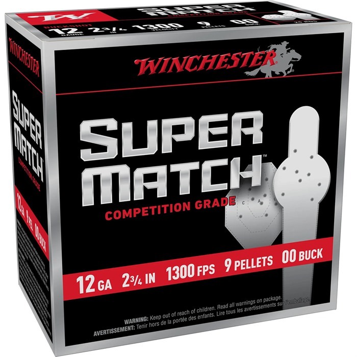 Winchester Super Match 12 GA 2.75" #00 Buck 9 Pellet 25rd Box