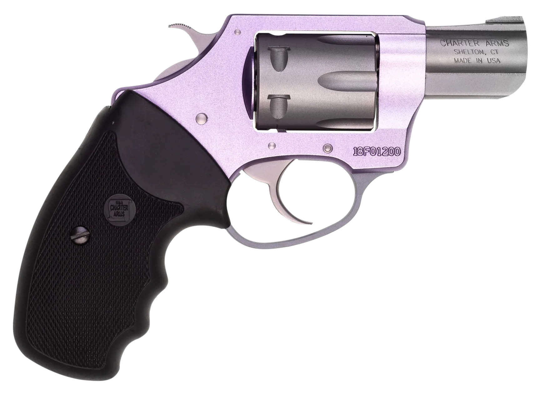 Charter Arms 52240 Pathfinder Lite Lavender Lady Small 22 LR, 8 Shot, 2" Matte Stainless Steel Barrel & Cylinder, Lavender Aluminum Frame w/Black Finger Grooved Rubber Grip, Exposed Hammer