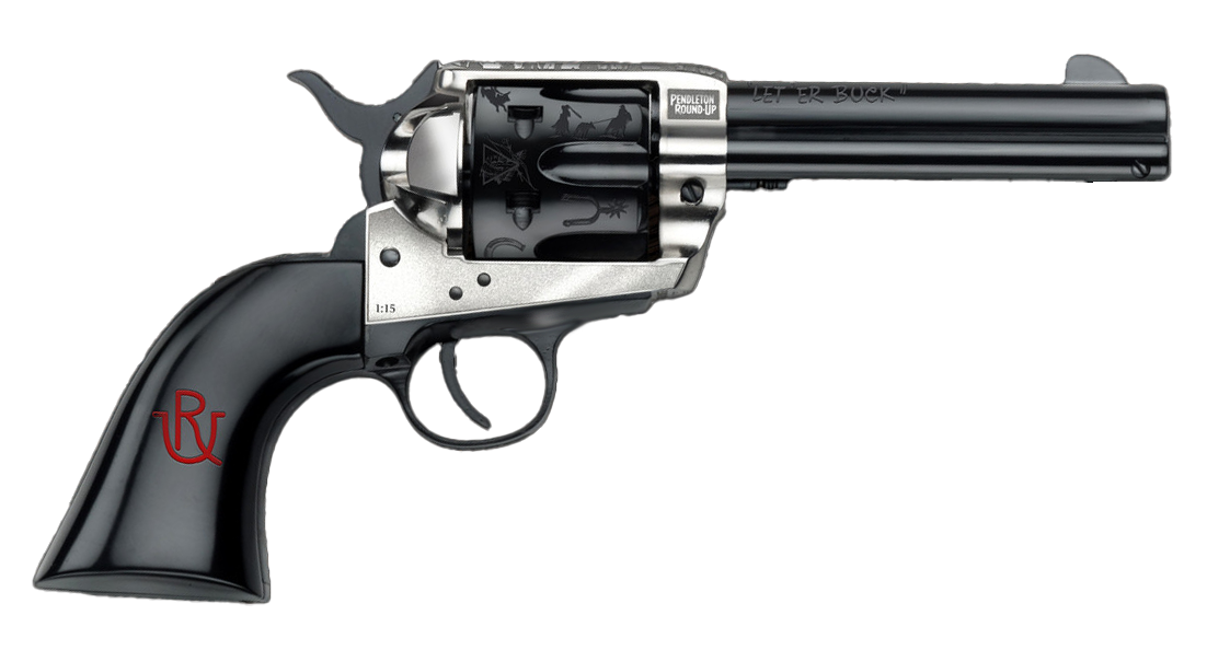 Pietta PFI357PR434BP 1873 Great Western II Pendleton Round?Up 357 Mag 6 Shot 4.75" Blued Engraved Barrel & Cylinder, Ultra Black Engraved Grip, Exposed Hammer