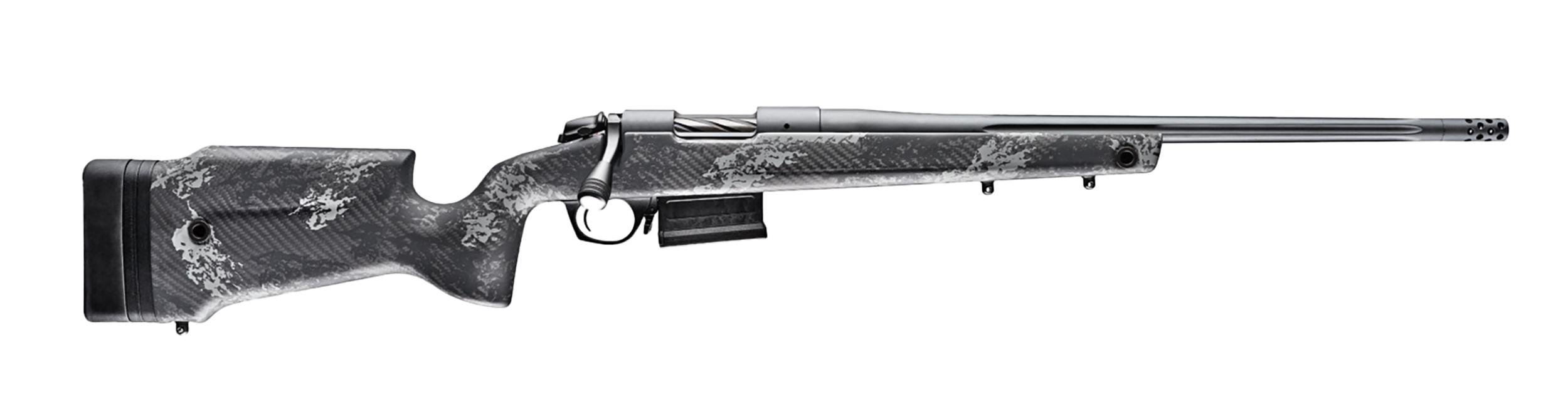 Bergara Rifles B14S754 B-14 Crest 22-250 Rem 5+1 20" Sniper Gray Cerakote #5 Contour Threaded Barrel, Sniper Gray Cerakote Steel Receiver, Black & Gray Sponge Fixed Carbon Fiber Stock