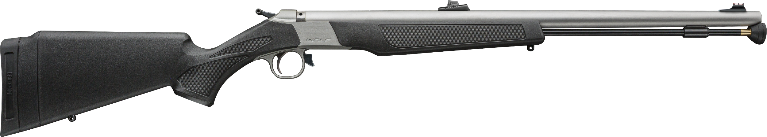 CVA PR2117SNW Wolf V2 Northwest 50 Cal Musket Cap 24" Matte Stainless Steel Barrel, Drilled & Tapped Stainless Steel Receiver, Fixed Black Synthetic Stock
