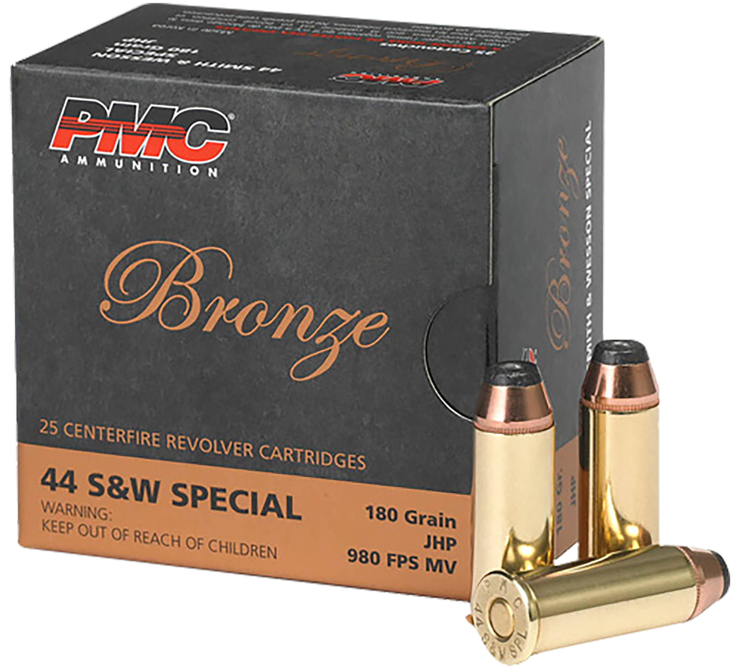 PMC 44SB Bronze  44S&WSpl 180gr Jacketed Hollow Point 25 Per Box/20 Case