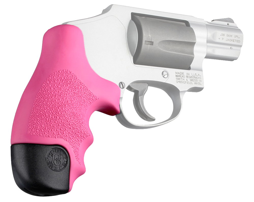 Hogue 60027 OverMolded Tamer Cobblestone Pink Rubber with Finger Grooves for S&W J Frame Centennial with Round Butt, Bodyguard