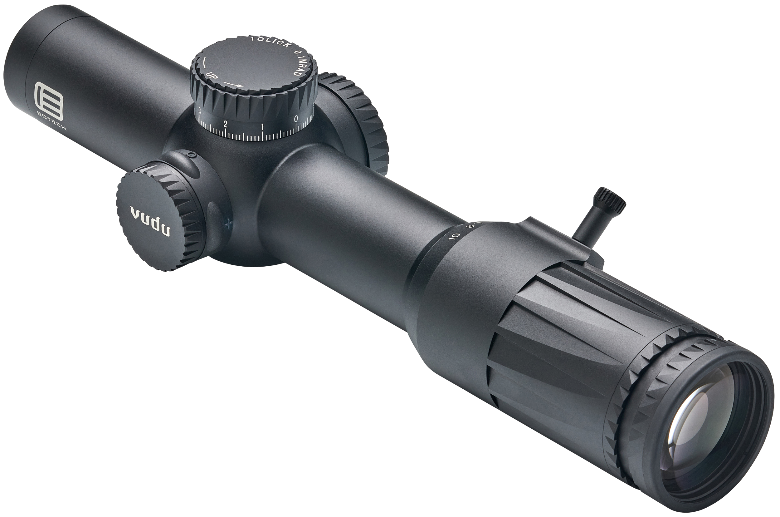 Eotech VDU110FFLE5 Vudu FFP Black Hardcoat Anodized 1-10x 28mm 34mm Tube Illuminated Red LE-5 MRAD Reticle Features Throw Lever