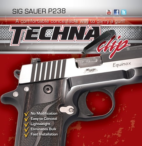 TECHNA CLIP HANDGUN RETENTION CLIP SIG P238 RIGHT SIDE