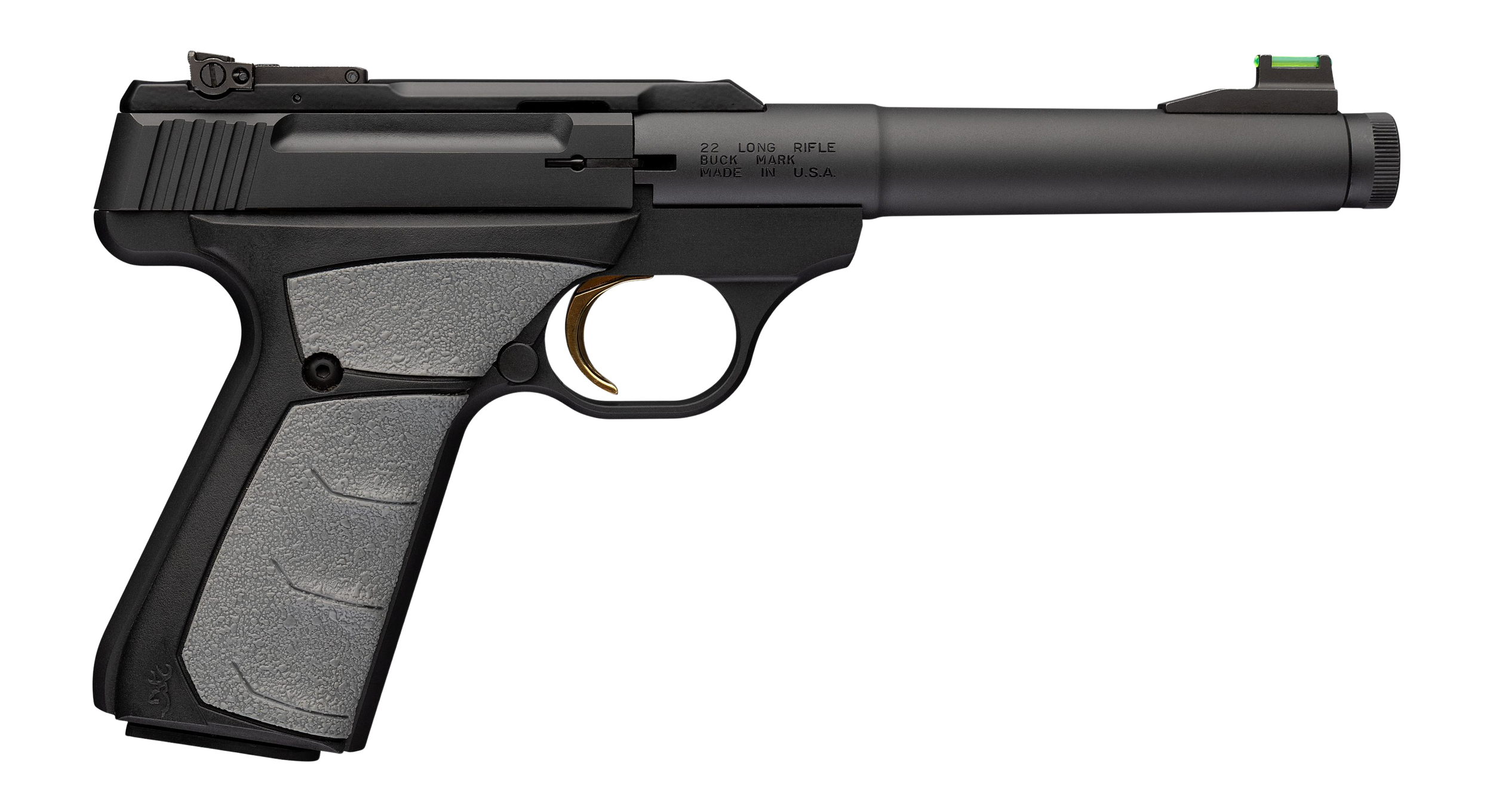 Browning 051617490 Buck Mark Camper 22 LR 10+1 5.90" Matte Black Threaded Bull Barrel, Matte Black Aluminum Frame, Gray UFX Grip