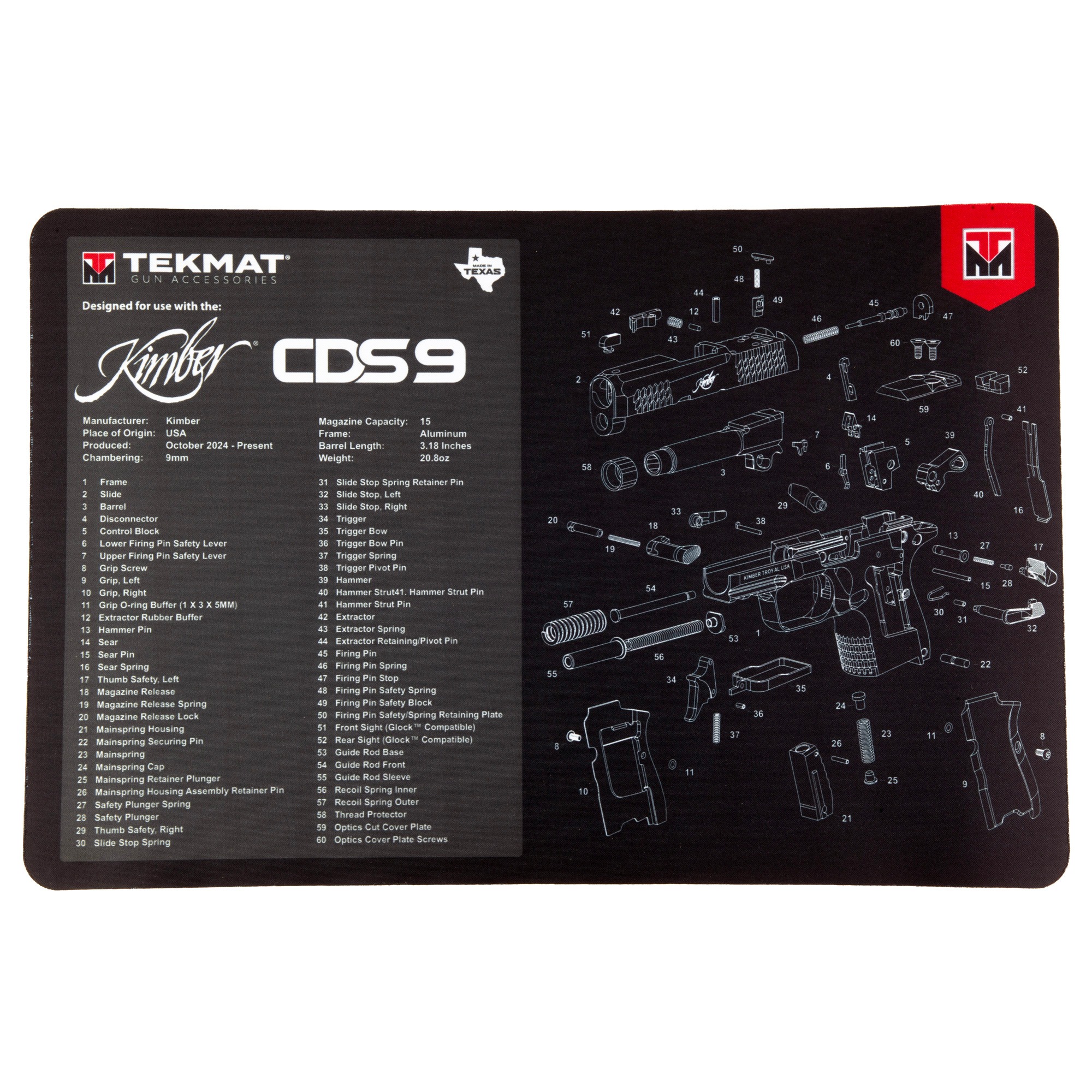 TekMat Kimber CDS9 Cleaning Mat 11" x 17"