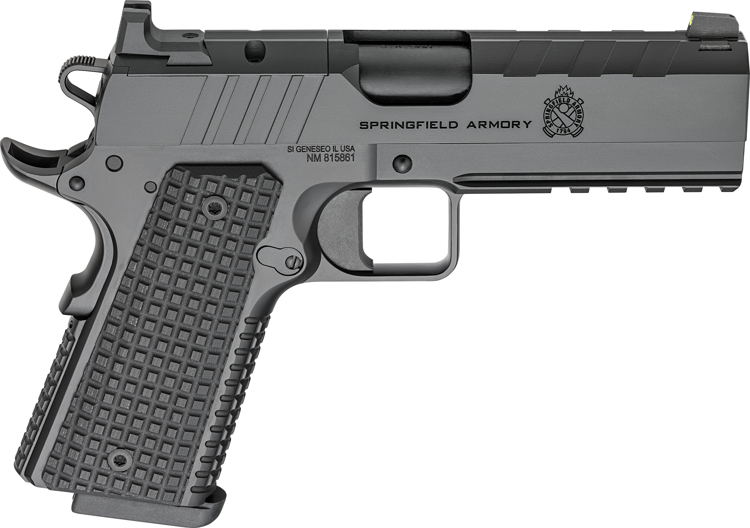Springfield Armory PX9227LAOS 1911 Emissary 9mm 9+1 4.25" Stainless Steel Barrel Optic Ready Black Carbon Steel Slide VZ Grips Thin-Line G10 Grip