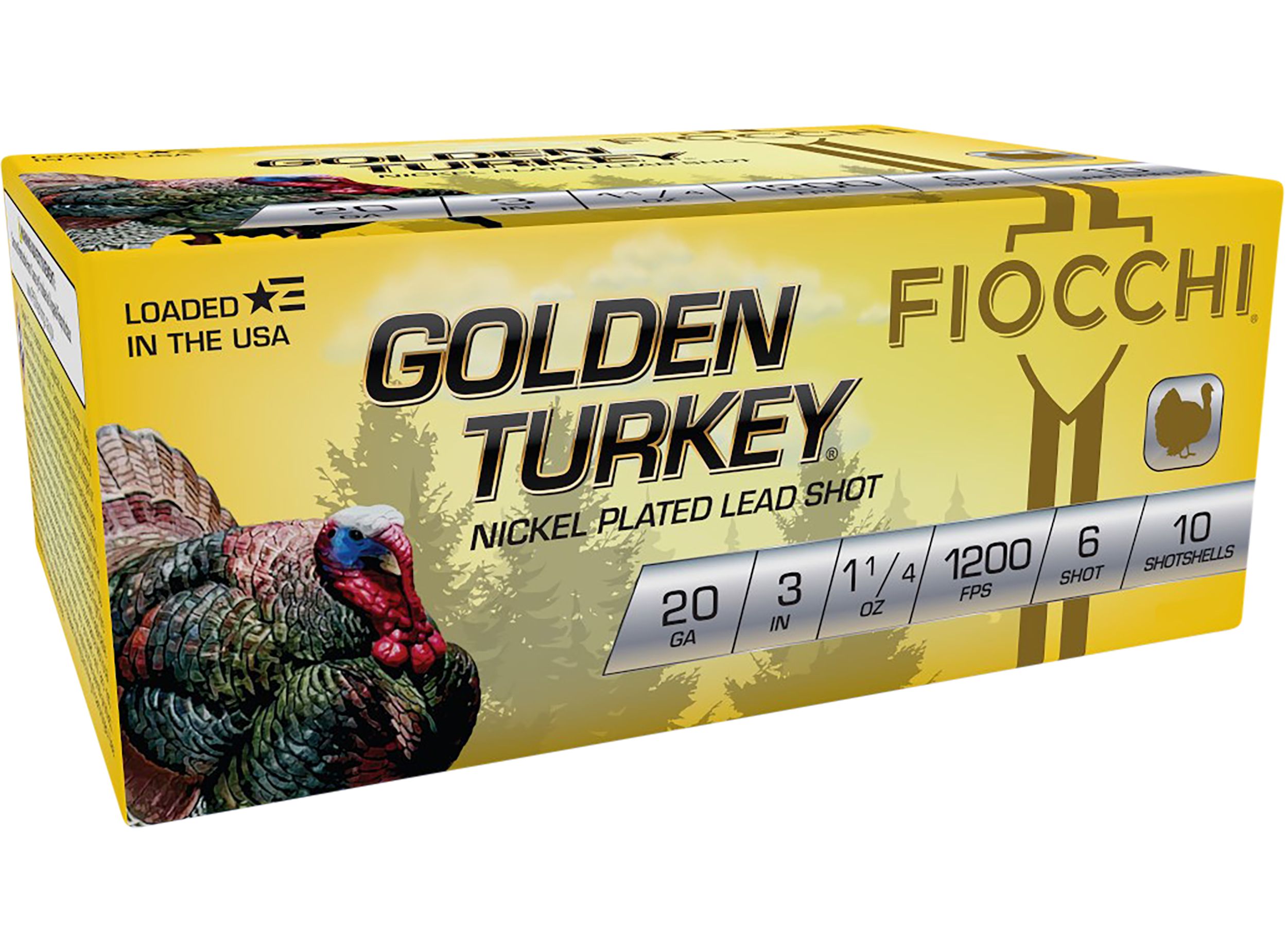 Fiocchi 203TRKC6 Golden Turkey 20Gauge 3" 1 1/4oz 6Shot 10 Per Box/10 Case