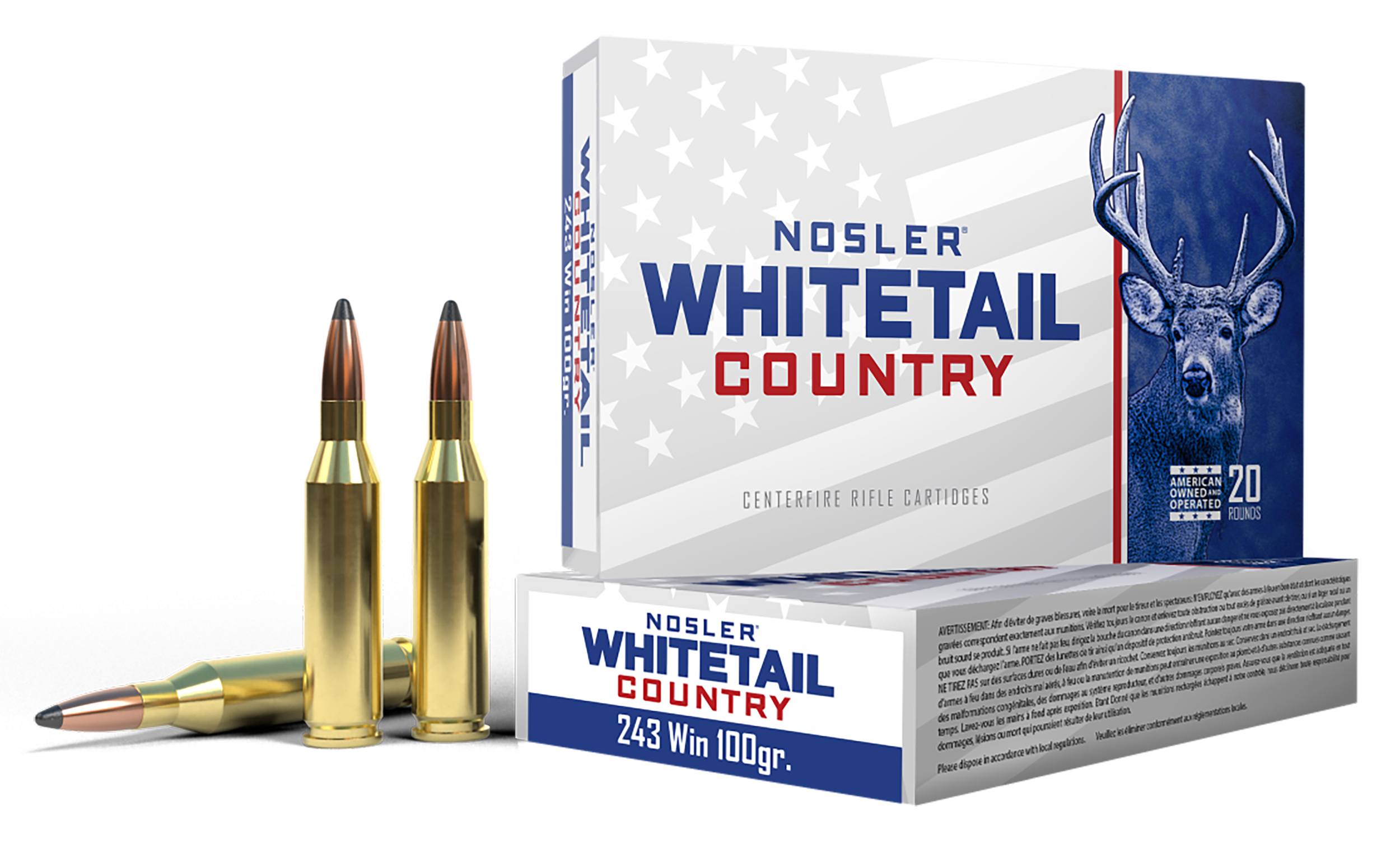Nosler 40122 Whitetail Country 243Win 100gr 20 Per Box/10 Case