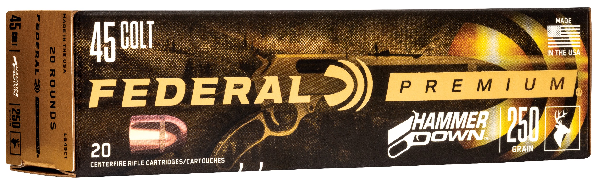 Federal LG45C1 Premium HammerDown 45Colt 250gr Bonded Hollow Point 20 Per Box/10 Case