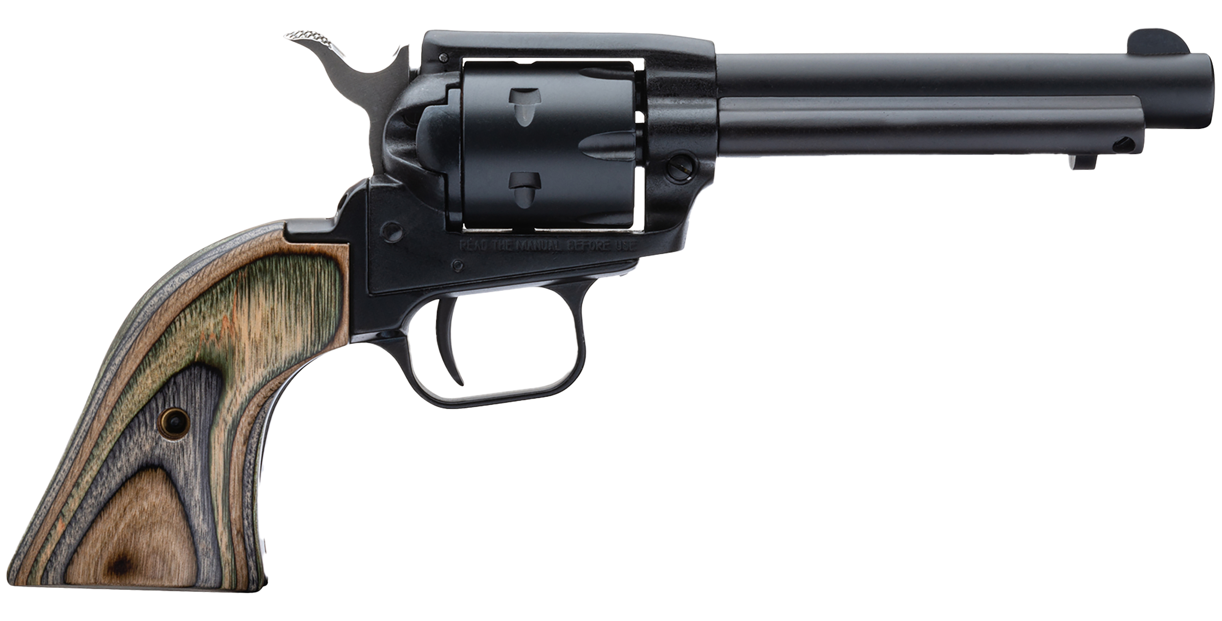 Heritage Mfg RR22MBS4 Rough Rider  22 LR 22 WMR 6 Shot 4.75" Black Satin Barrel, Cylinder & Frame, Camo Laminate Grips