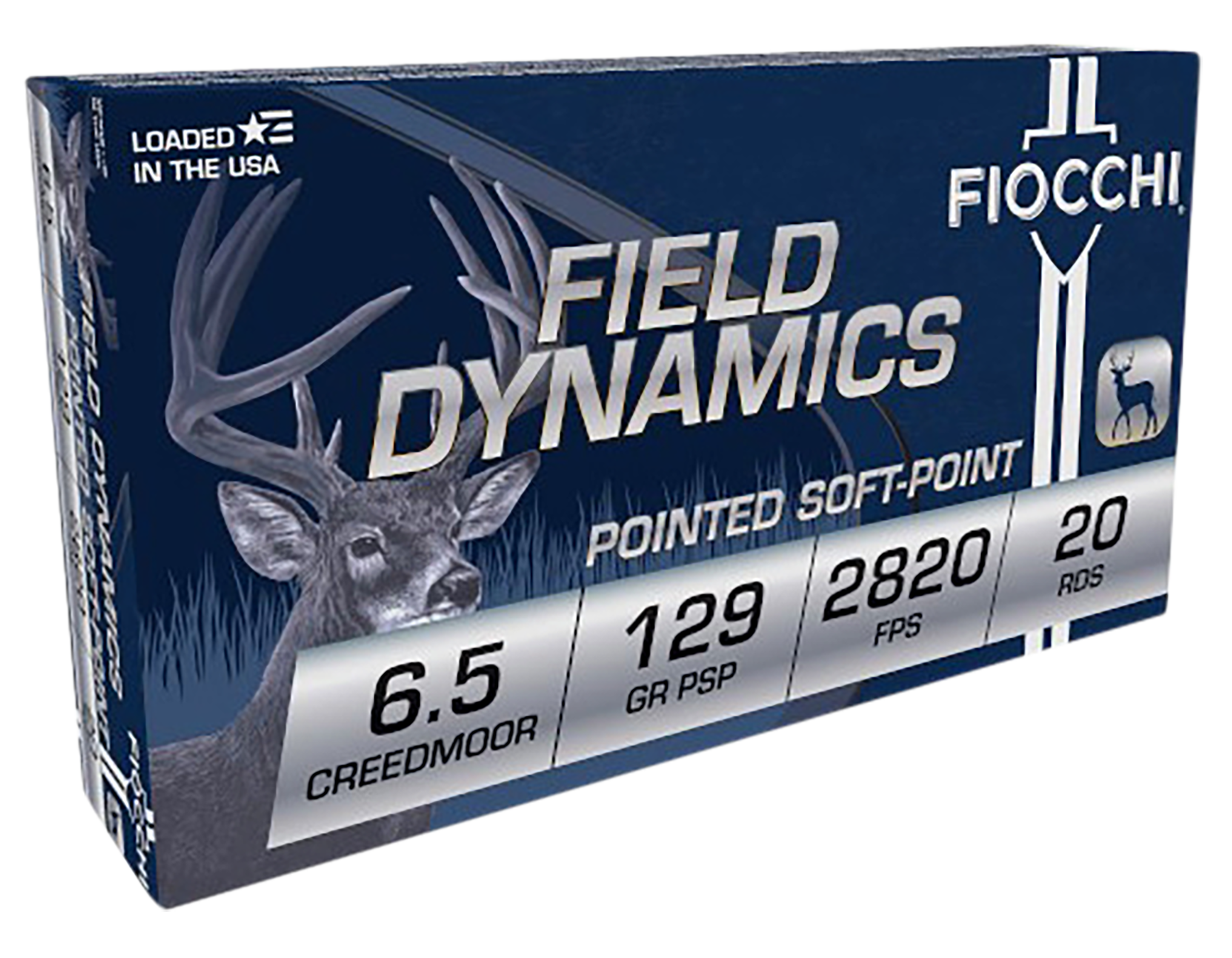 Fiocchi 65CMB Field Dynamics  6.5Creedmoor 129gr Pointed Soft Point 20 Per Box/10 Case