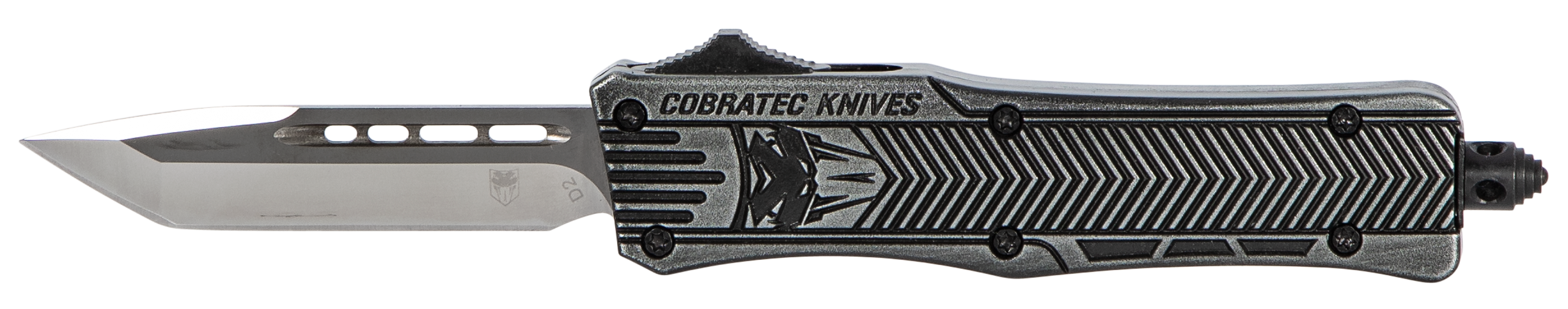 CobraTec Knives SSWCTK1STNS CTK-1  Small 2.75" OTF Tanto Plain D2 Steel Blade/Black Stonewashed Aluminum Handle Features Glass Breaker Includes Pocket Clip