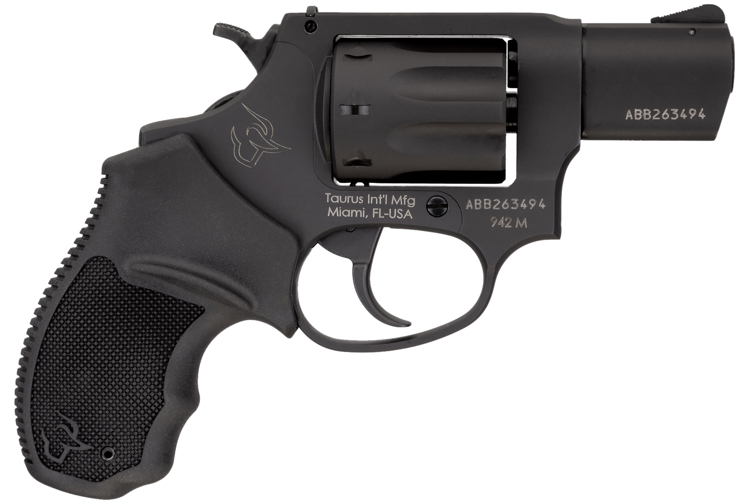 Taurus 2942M021UL 942 Ultra-Lite 22 WMR 8rd 2" Matte Black Finish Barrel, Matte Black Finish Cylinder, Black Anodized Finish Aluminum Frame & Finger Grooved Black Polymer Grip