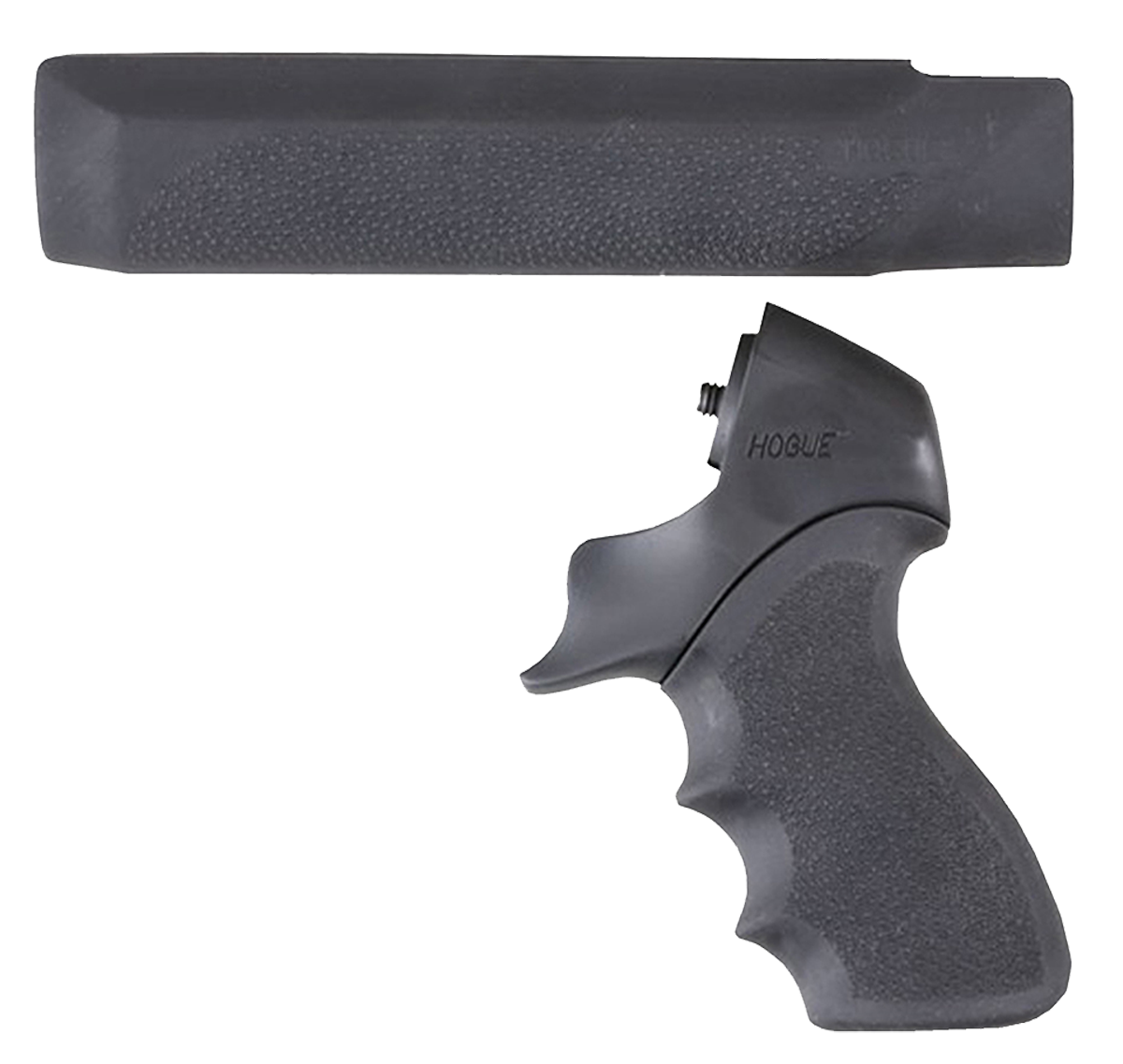 Hogue 05015 OverMolded Tamer Pistol Grip & Forend Black Rubber with Finger Grooves, Polymer Forend for Mossberg 500 12  Gauge