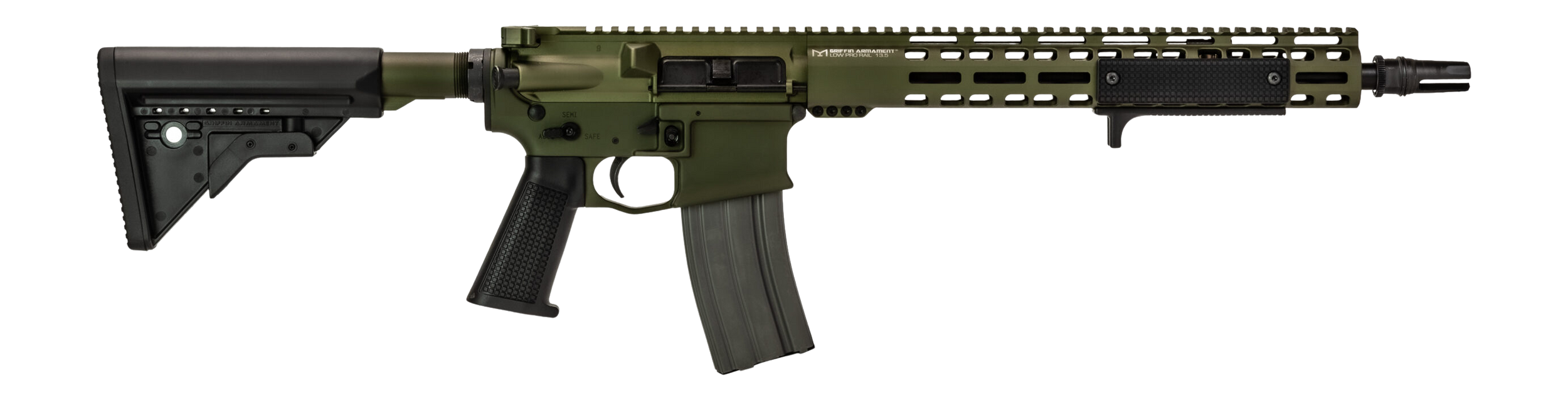 Griffin Armament MK2PATROLWHG-W MK2 Patrol 223 Wylde 30+1 14.50" Black Anodized Barrel, Warhawk Green Anodized Aluminum Receiver w/Picatinny Rail, M-LOK Handguard, Griffin Extreme Condition Black Poly