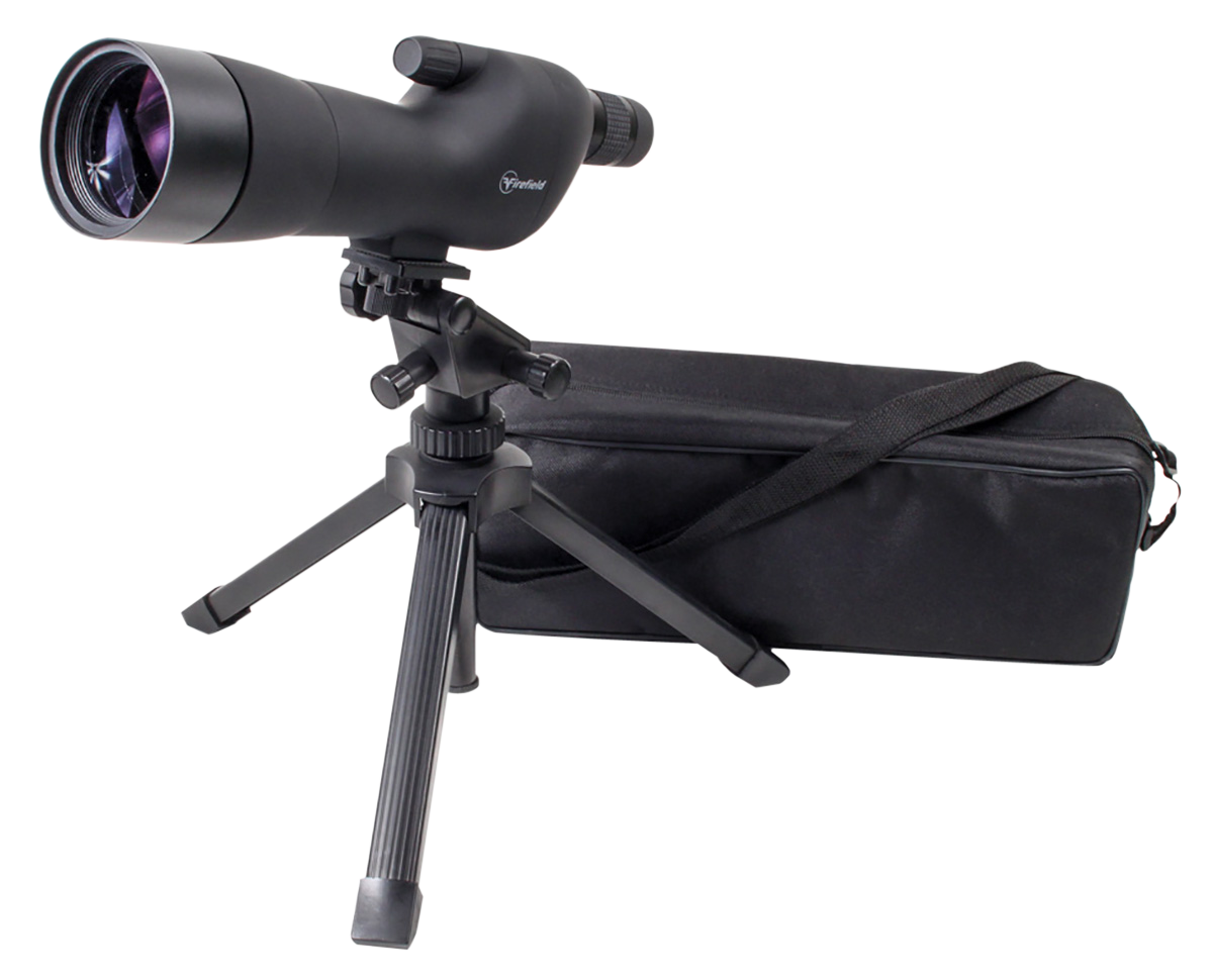 Firefield FF11018K Spotting Scope Kit 20-60x 60mm Black Rubber Armor Angled Body BaK-4 Roof Prism & Straight Eye Piece