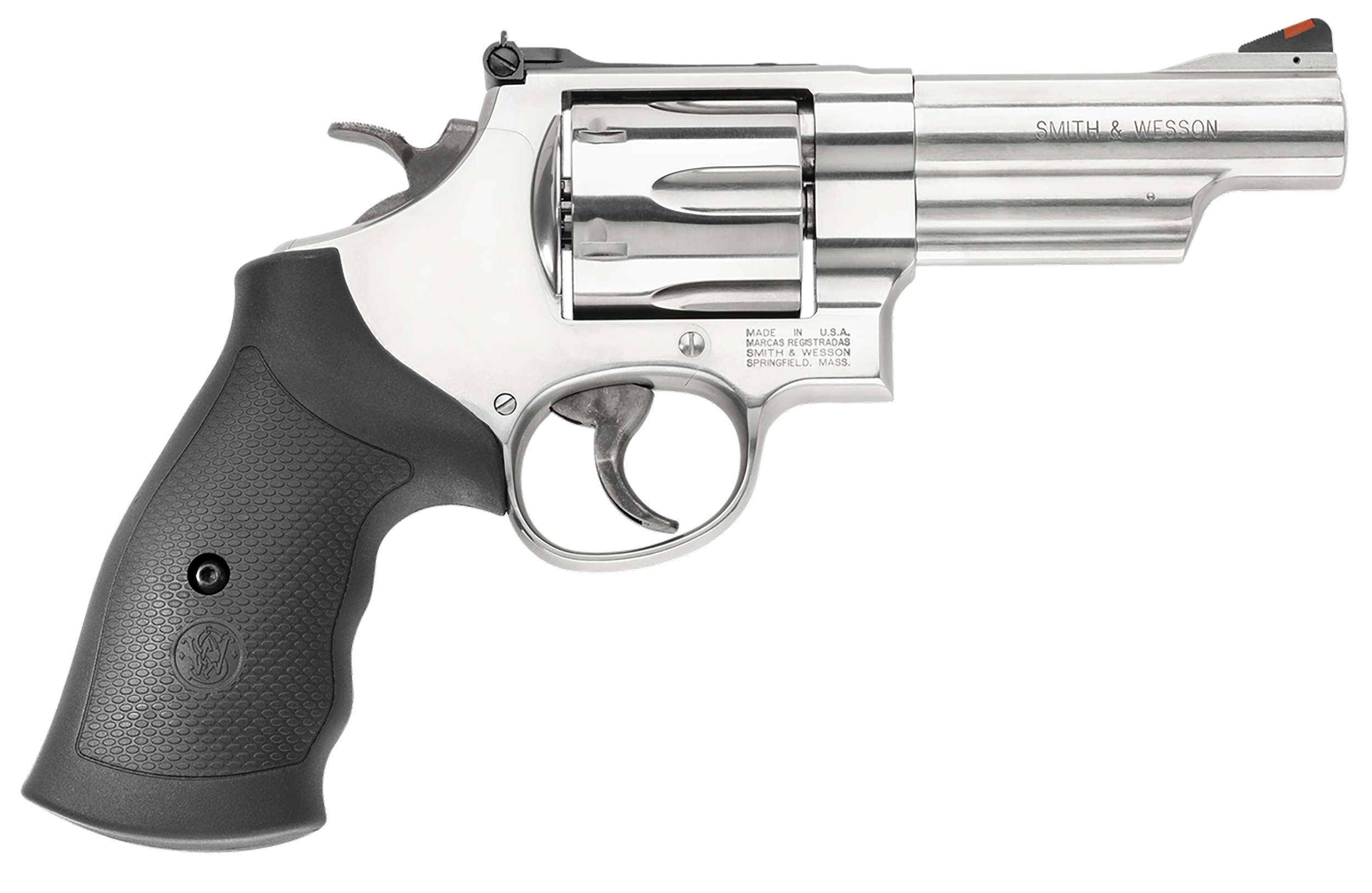 Smith & Wesson 163603 Model 629 N-Frame Frame 44 S&W Spl 44 Rem Mag 6rd 4.12" Stainless Steel Barrel, Stainless Cylinder, Steel Frame, Black Finger Groove Grip, Internal Lock Safety, Exposed Hammer