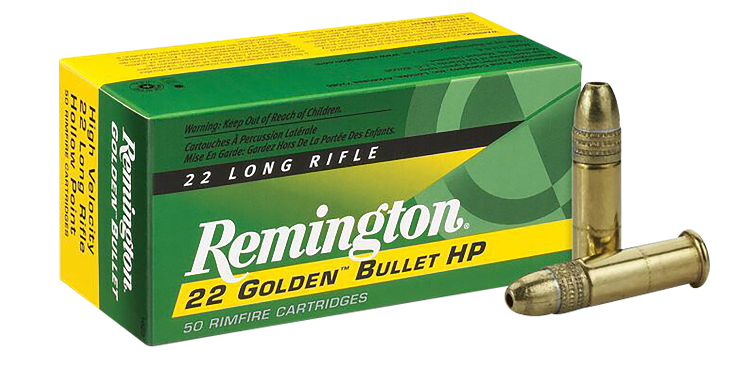 Remington Ammunition 21008 Golden Bullet Rimfire 22LR 36gr Plated Hollow Point 50 Per Box/100 Case
